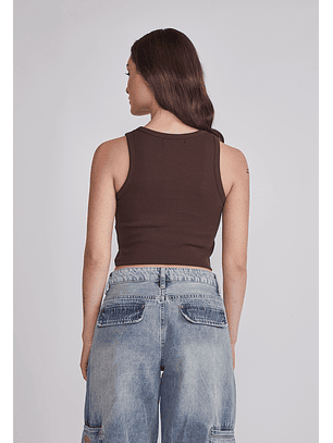 Peto Mujer Halter Crop Café Sioux
