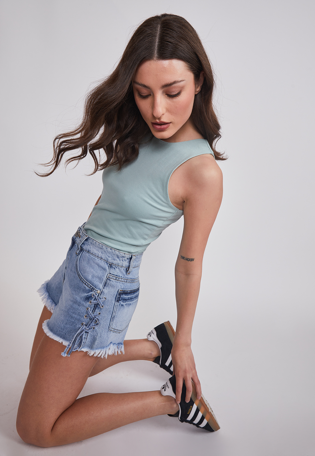 Short Mujer Denim Lazos Celeste Sioux 2