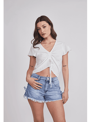 Blusa Mujer Amarra Frontal Crudo Sioux