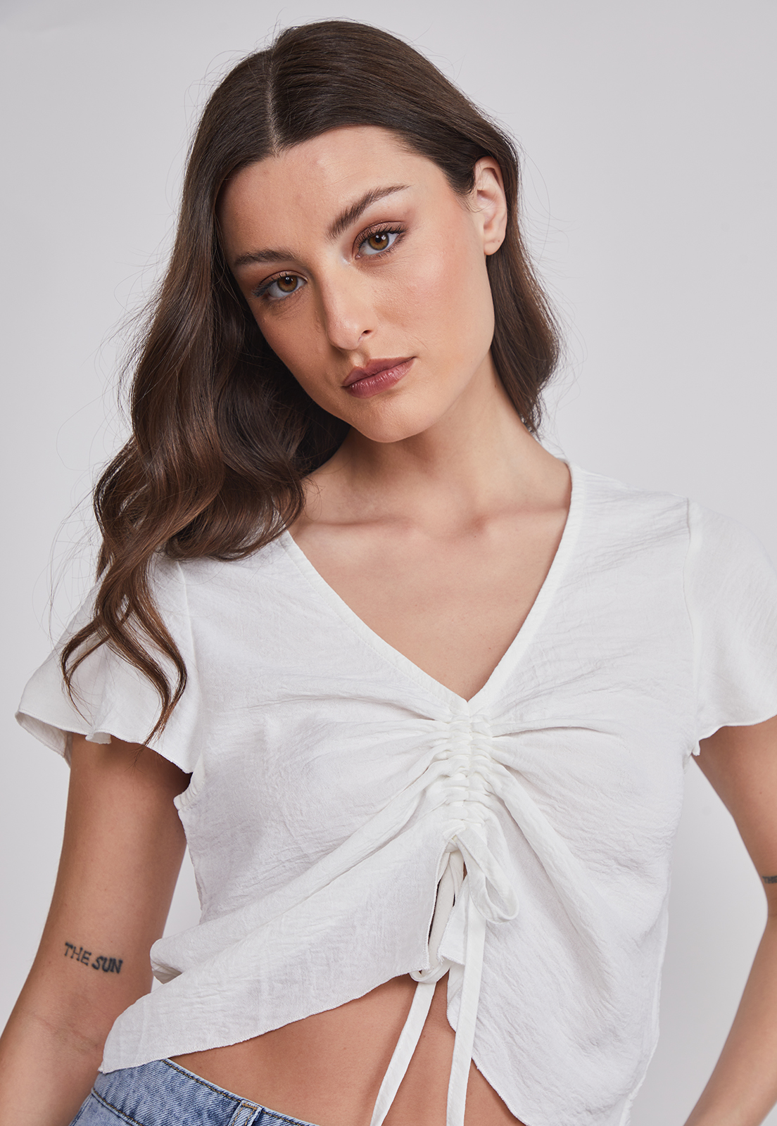 Blusa Mujer Amarra Frontal Crudo Sioux 3