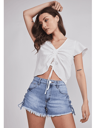 Blusa Mujer Amarra Frontal Crudo Sioux