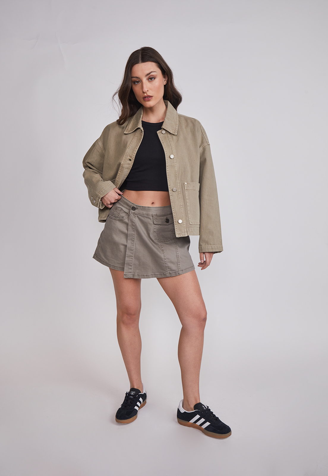 Falda Short Mujer Elasticada Verde Sioux 5