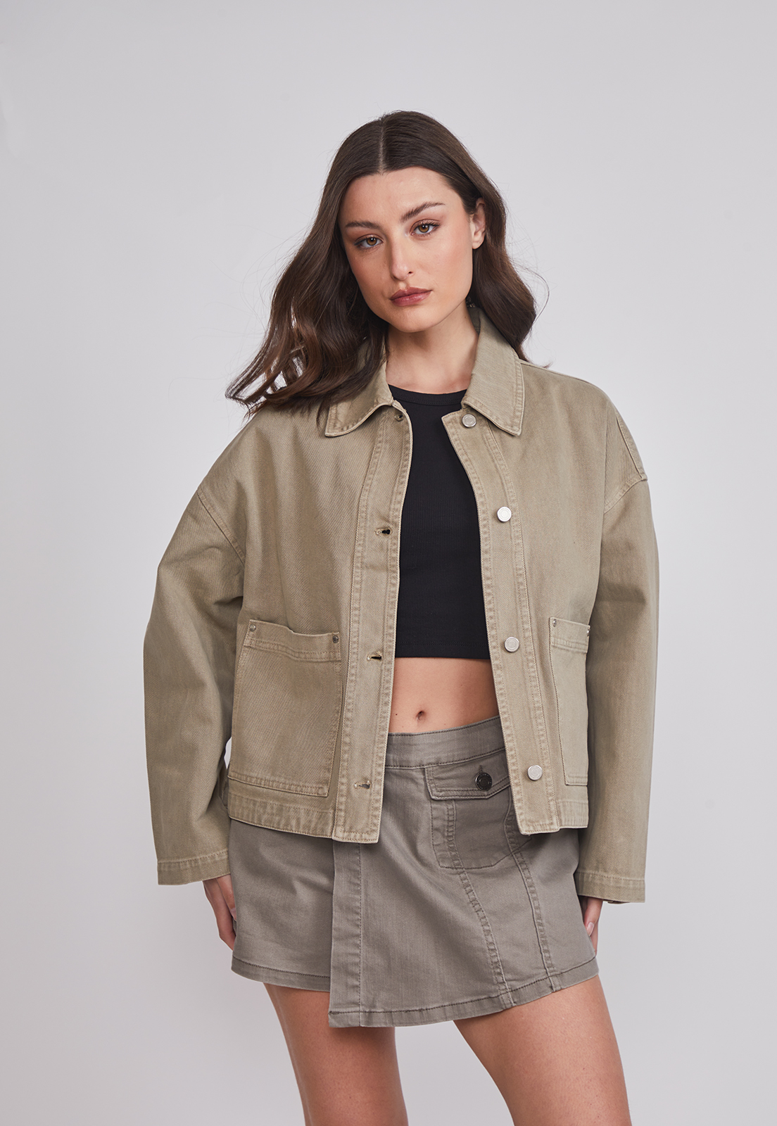 Chaqueta Mujer Sobrecamisa Denim Verde Sioux 1