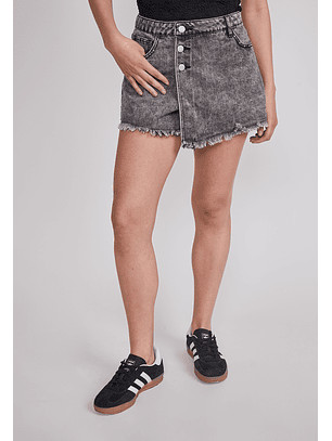 Falda Mujer Denim Tachas Gris Sioux