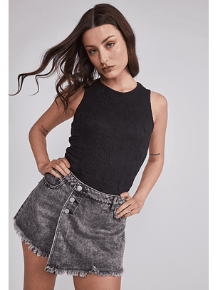 Falda Mujer Denim Tachas Gris Sioux