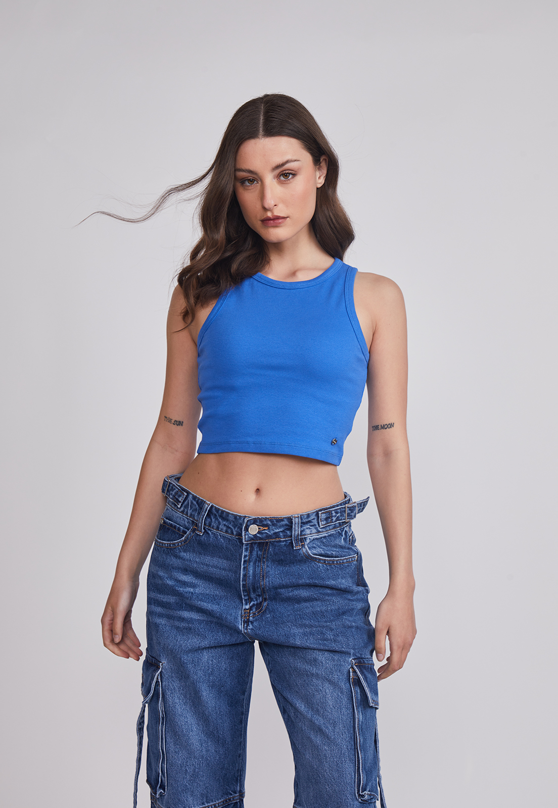 Peto Mujer Halter Crop Azul Sioux 1