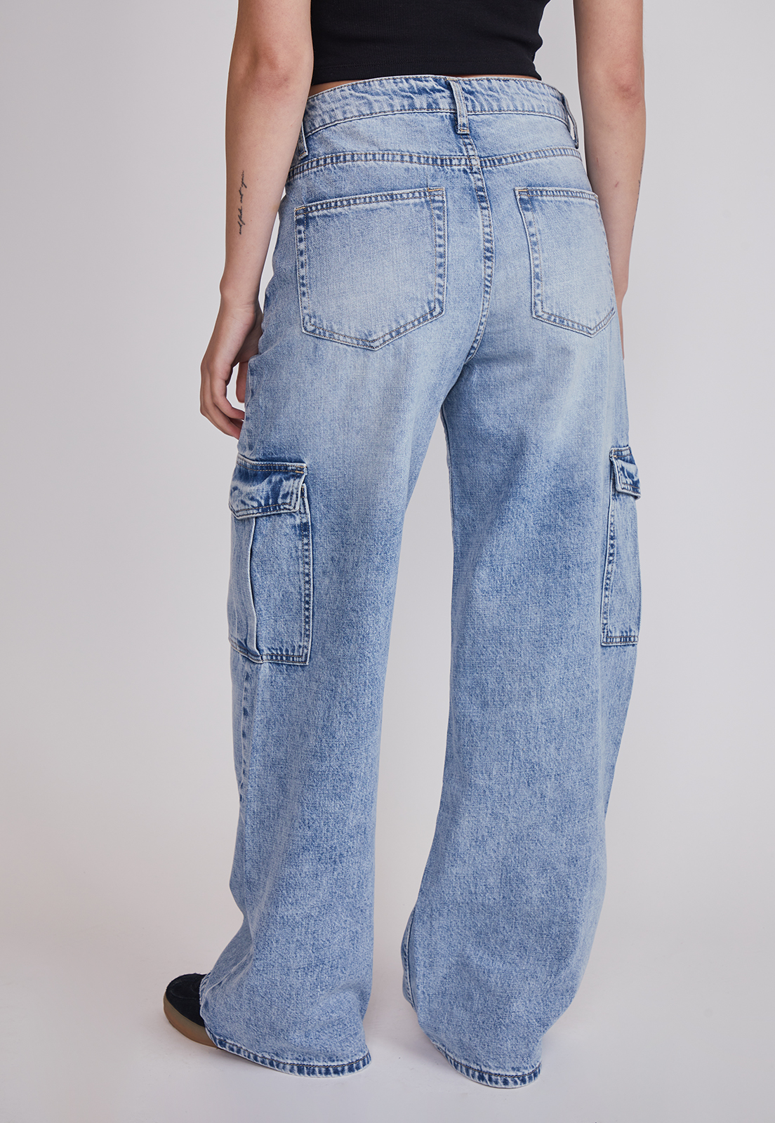 Jeans Mujer Wide Leg Cargo Celeste Sioux 4