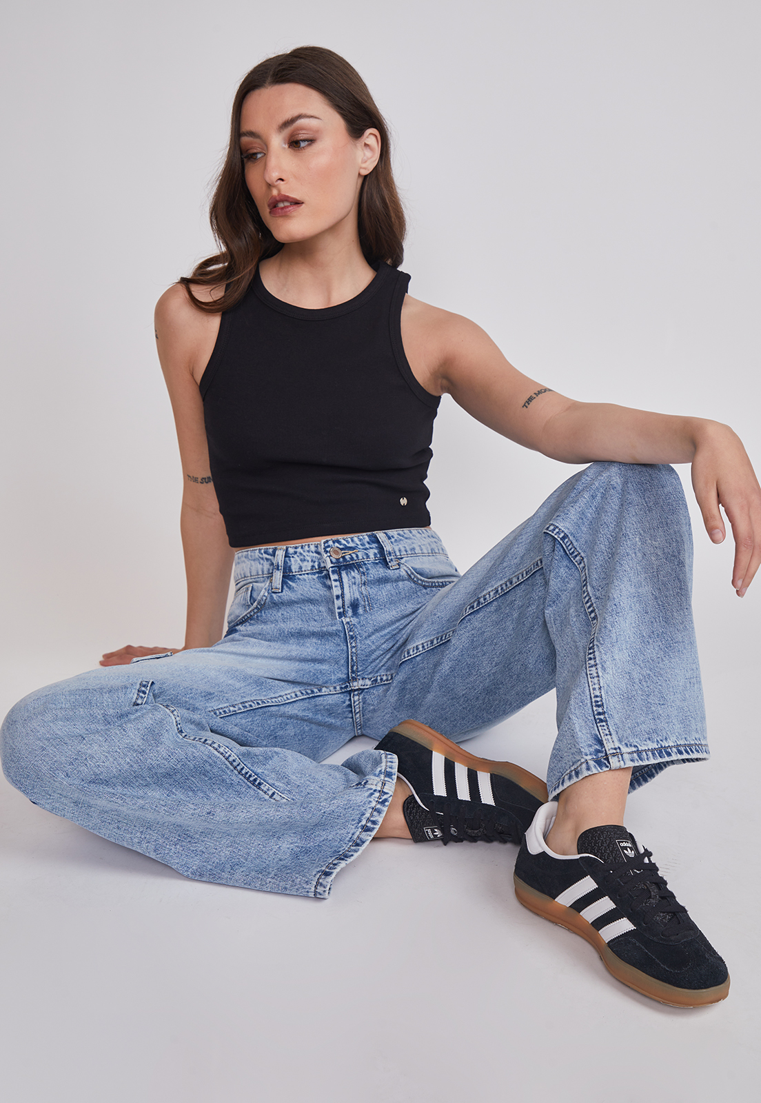 Jeans Mujer Wide Leg Cargo Celeste Sioux 2