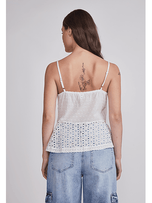 Blusa Mujer Broderie Botones Blanco Sioux