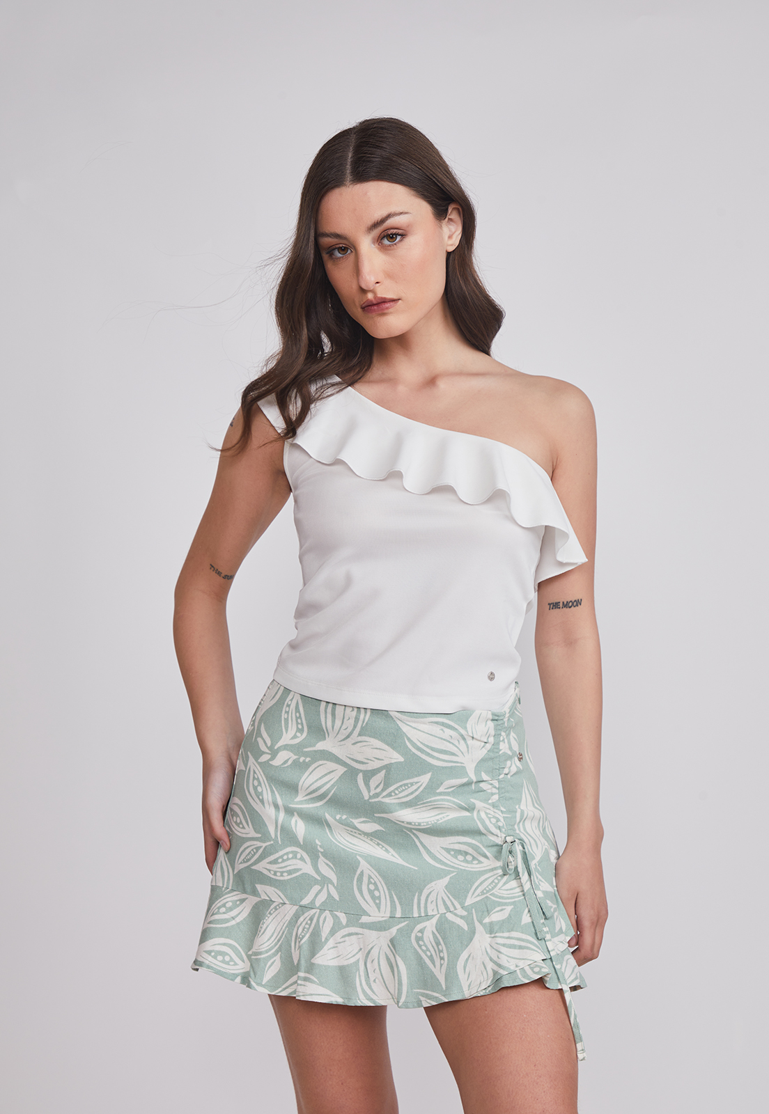 Peto Mujer asimétrico Vuelos Blanco Sioux 1