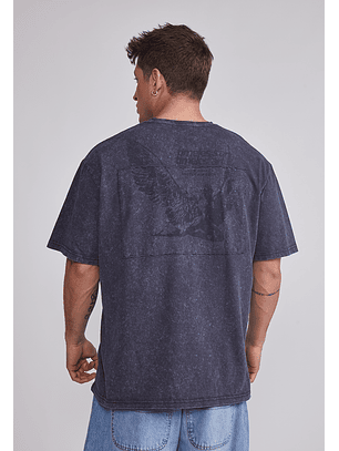 Polera Hombre Lavado Bordado Gris Sioux