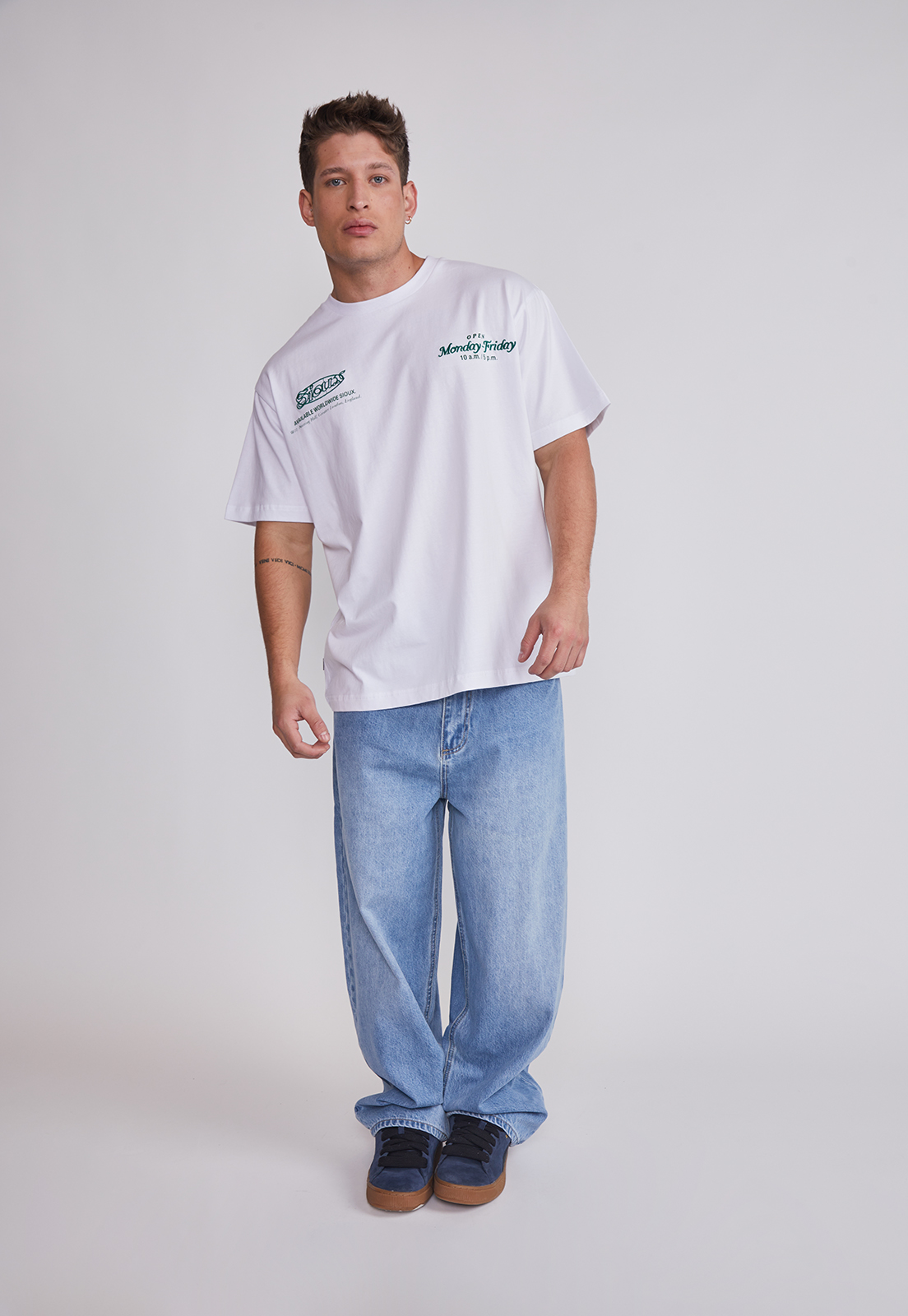 Polera Hombre Bordado Relaxed Blanco Sioux 5