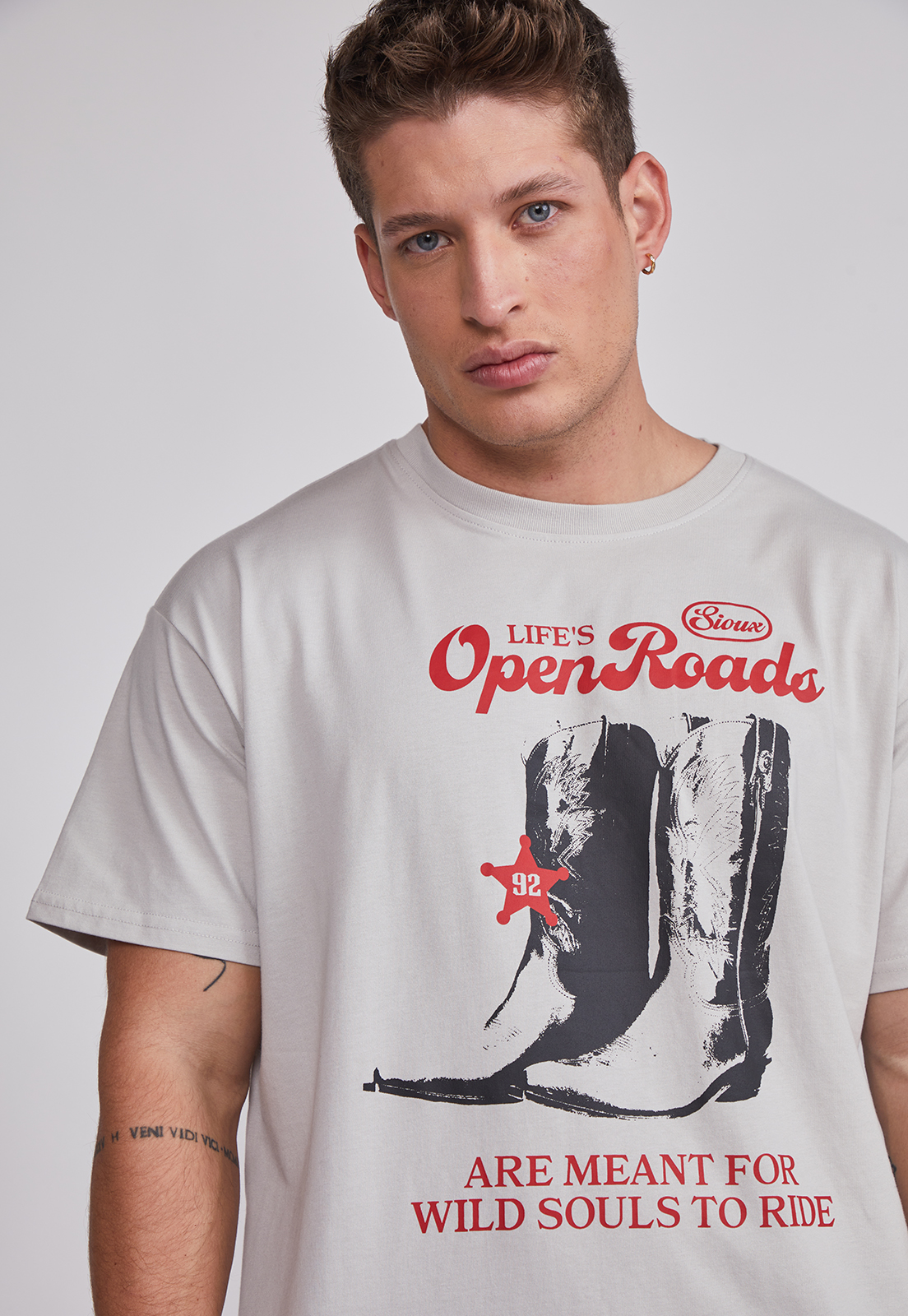 Polera Hombre Cowboy Botas Gris Sioux 5