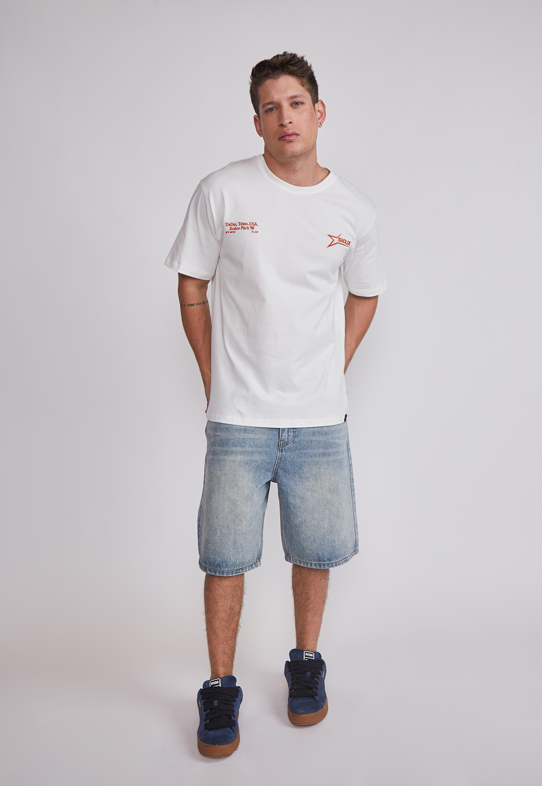 Bermuda Hombre Baggy Leve Oxidado Azul Sioux 5