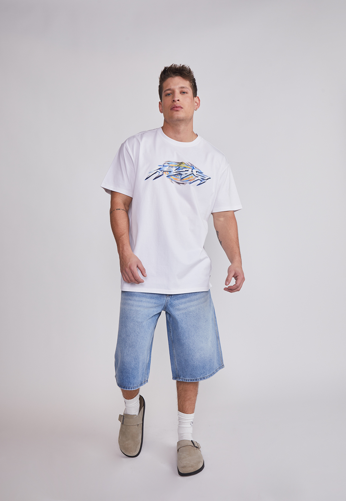 Polera Hombre Print Oversize Blanco Sioux 3