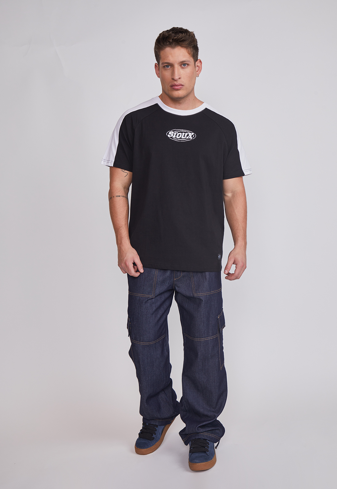 Polera Hombre Bicolor Negro Sioux 5