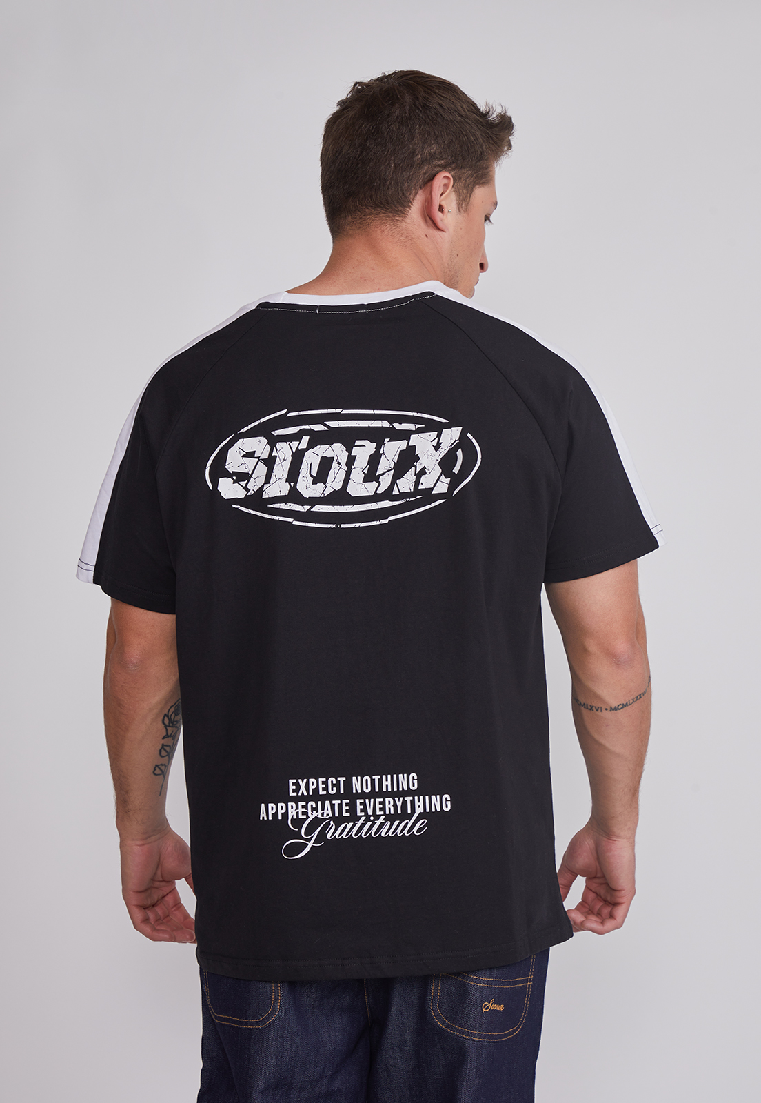 Polera Hombre Bicolor Negro Sioux 4