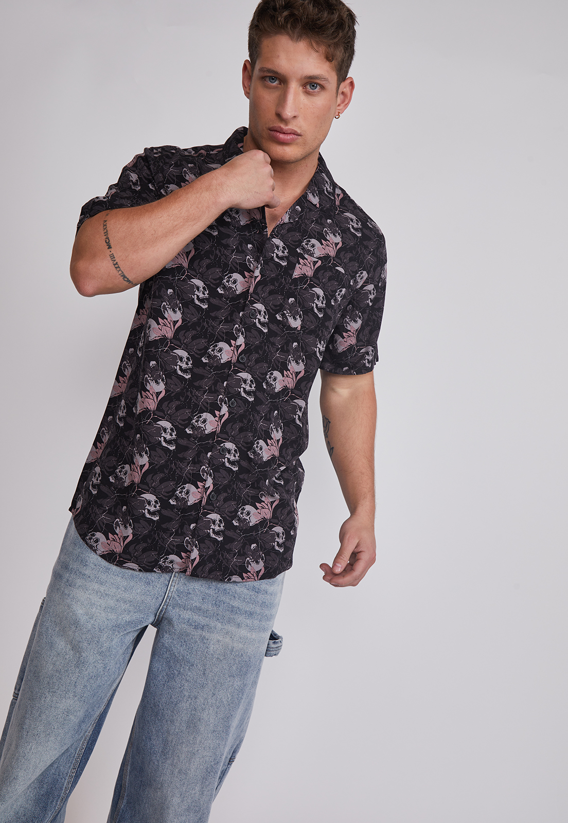 Camisa Hombre Full Print Gris Sioux 4