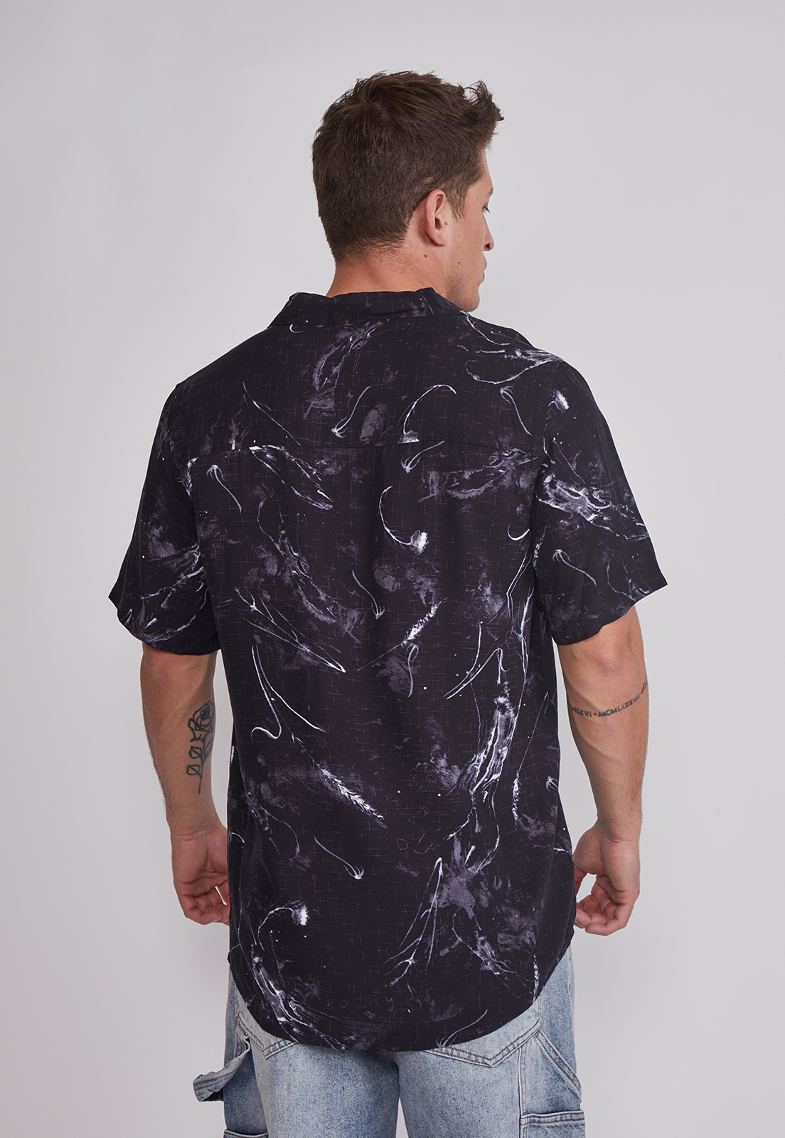 Camisa Hombre Full Print Negro Sioux 4