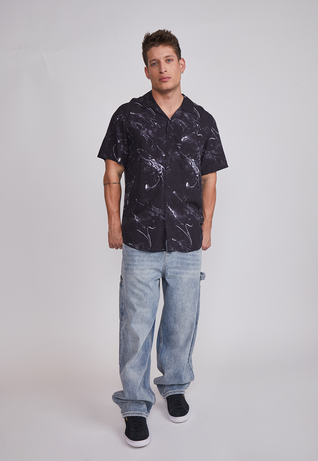 Camisa Hombre Full Print Negro Sioux 6