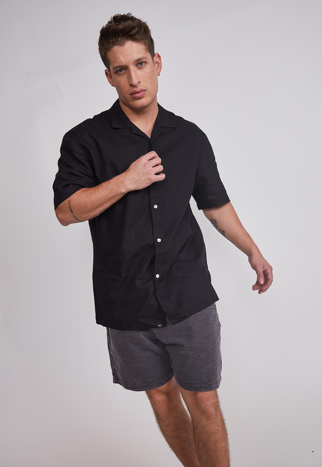 Camisa Hombre Lino Proceso Negro Sioux 2