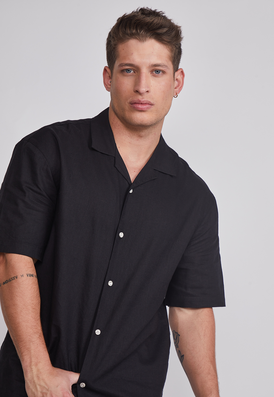 Camisa Hombre Lino Proceso Negro Sioux 3