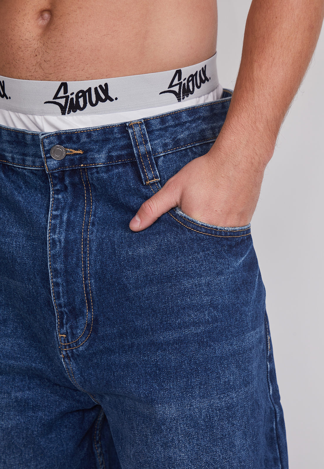 Jeans Hombre Skater Pretina Azul Sioux 3