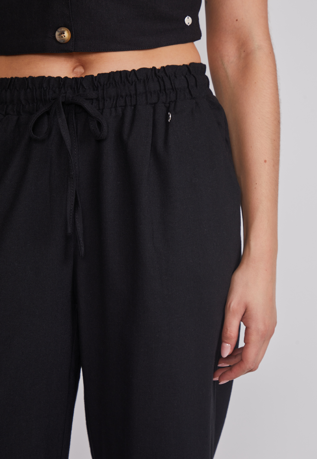 Pantalón Mujer Wide Leg Lino Negro Sioux 2