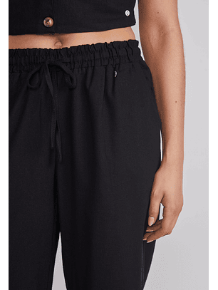 Pantalón Mujer Wide Leg Lino Negro Sioux