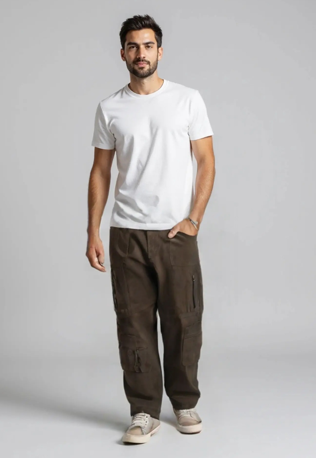 Jeans Hombre Cargo Cierres Café Sioux 1