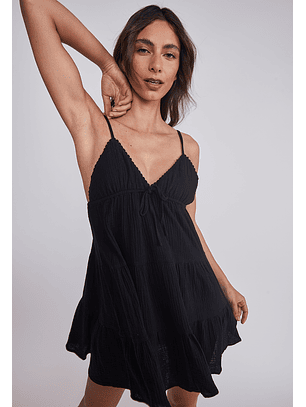 Vestido Mujer Volumen Lazos Negro Sioux