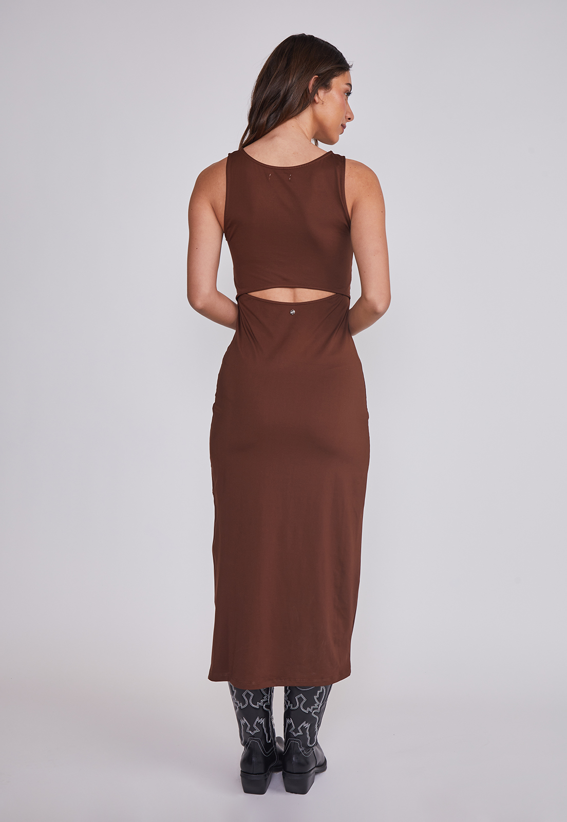 Vestido Mujer Largo Ajustado Café Sioux 4