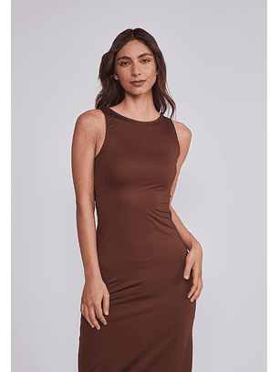 Vestido Mujer Largo Ajustado Café Sioux