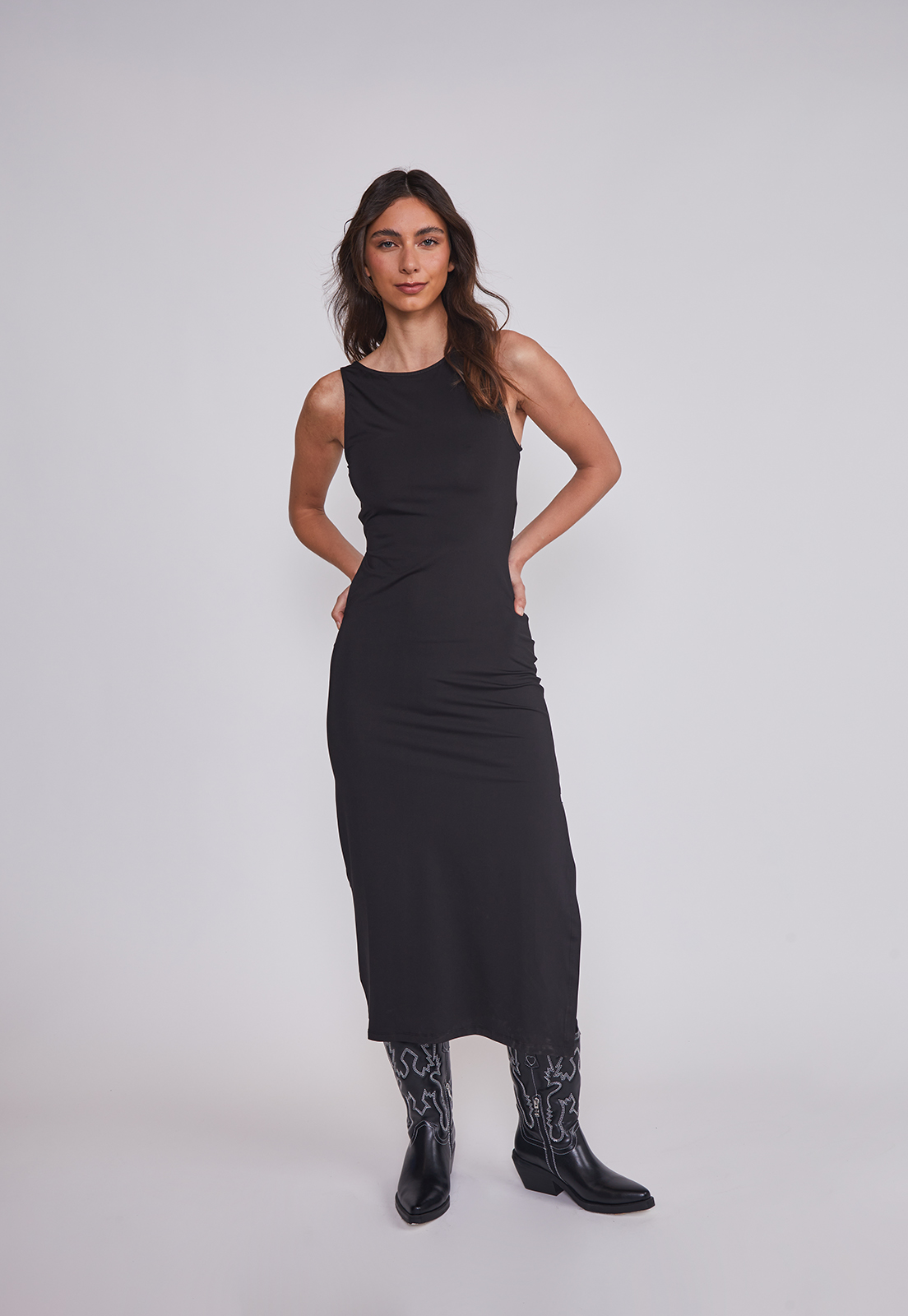 Vestido Mujer Largo Ajustado Negro Sioux 5