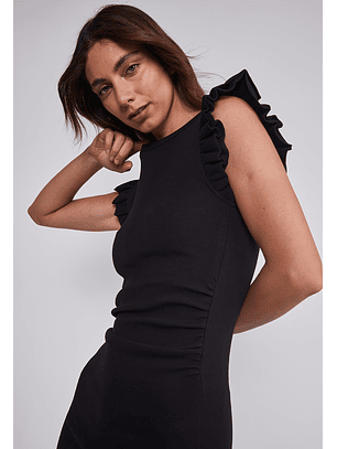 Vestido Mujer Manga Vuelos Negro Sioux