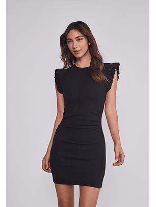 Vestido Mujer Manga Vuelos Negro Sioux