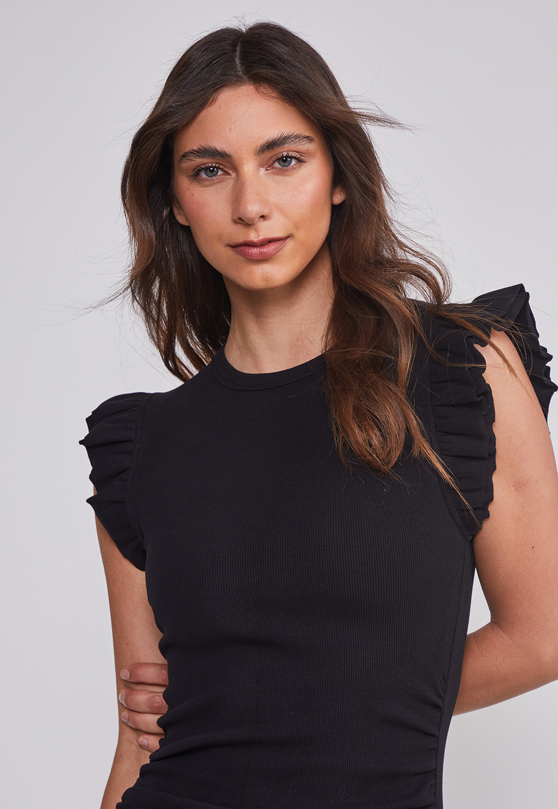 Vestido Mujer Manga Vuelos Negro Sioux 3