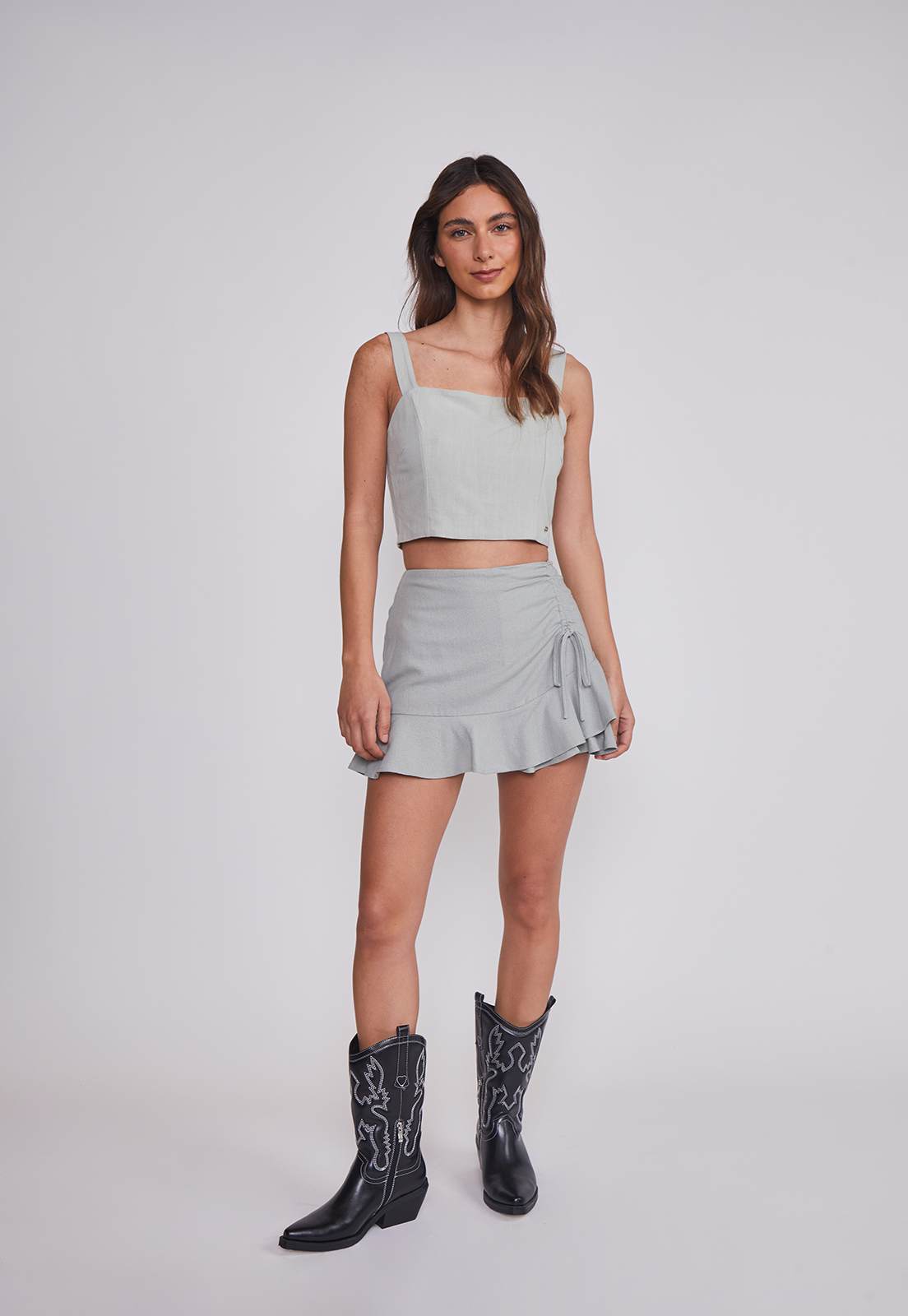 Blusa Mujer Lino Crop Verde Sioux 5