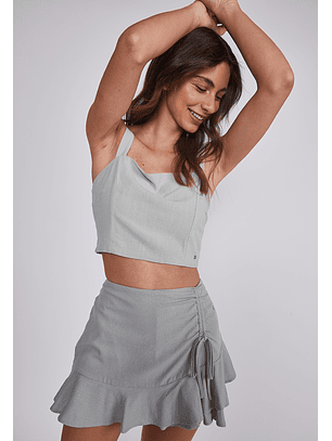 Blusa Mujer Lino Crop Verde Sioux