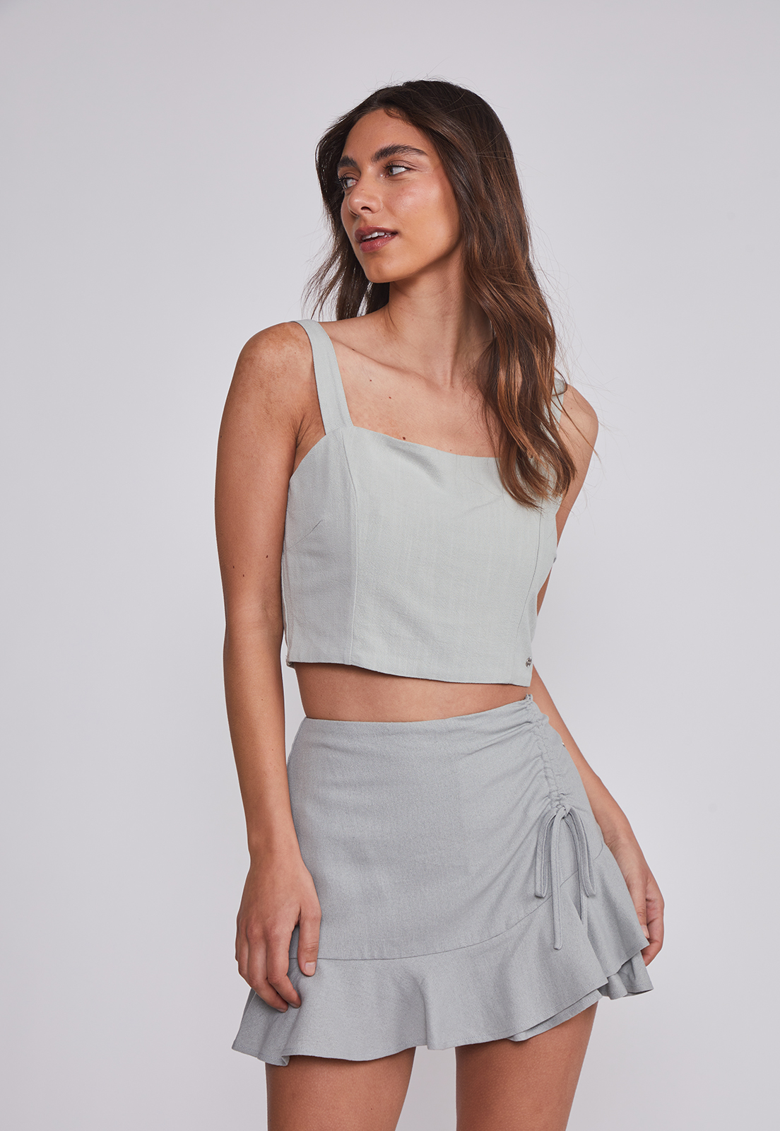 Blusa Mujer Lino Crop Verde Sioux 1