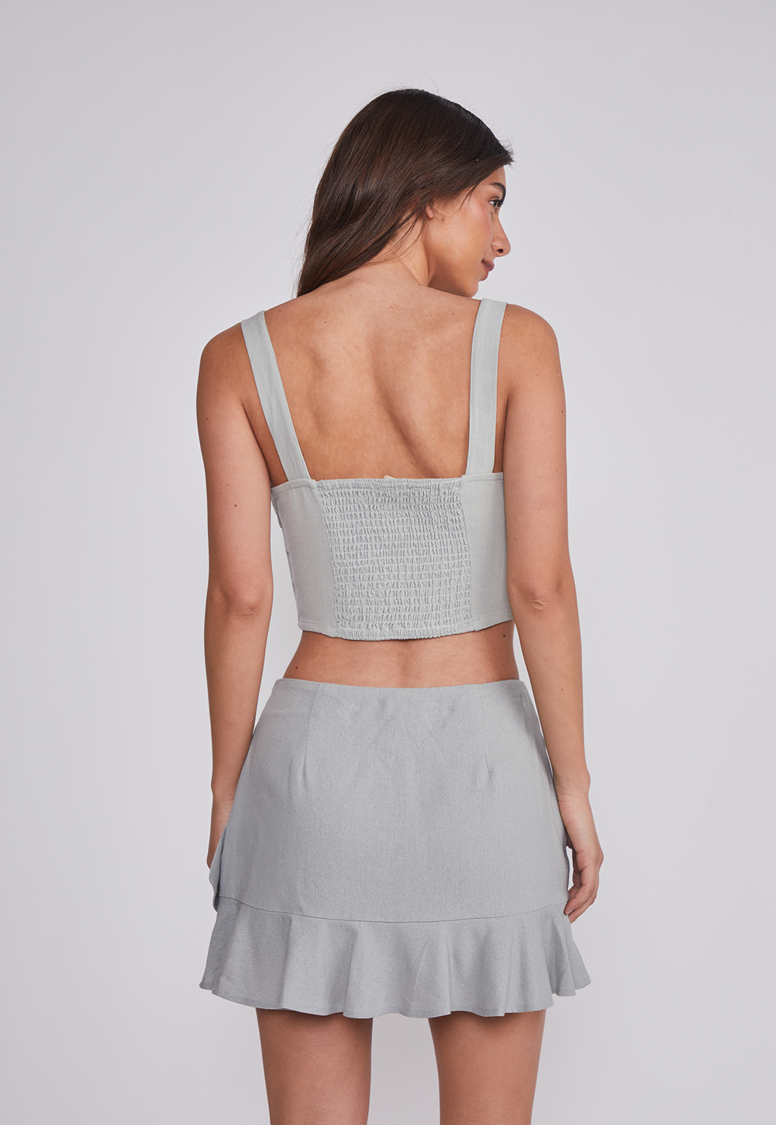 Blusa Mujer Lino Crop Verde Sioux 4