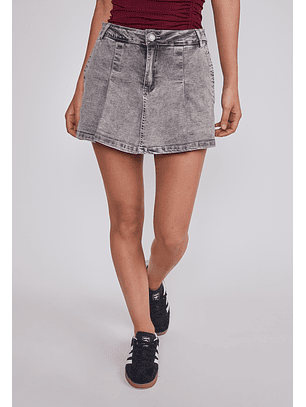 Falda Mujer Denim Tablas Gris Sioux