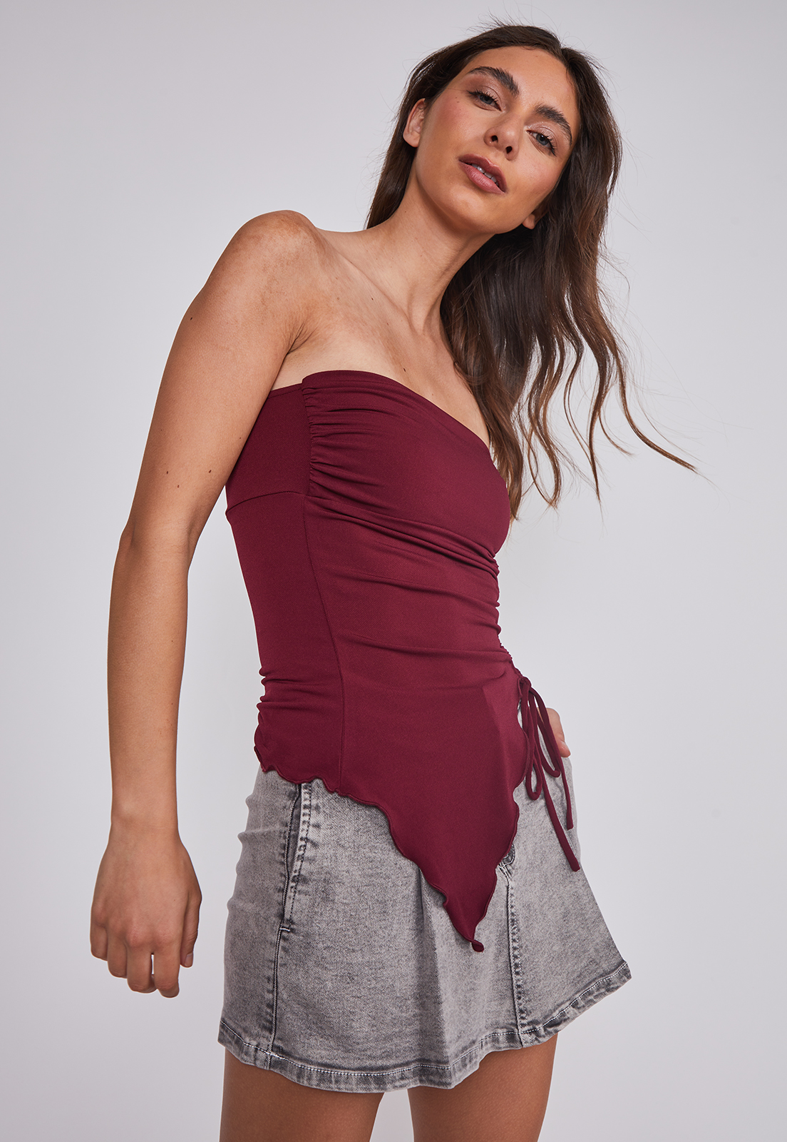 Falda Mujer Denim Tablas Gris Sioux 2