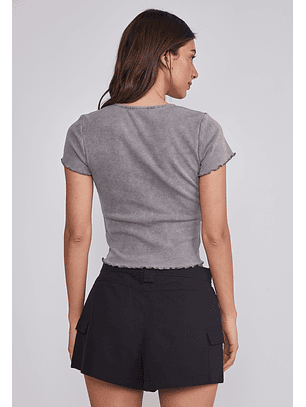 Polera Mujer Acid Wash Gris Sioux