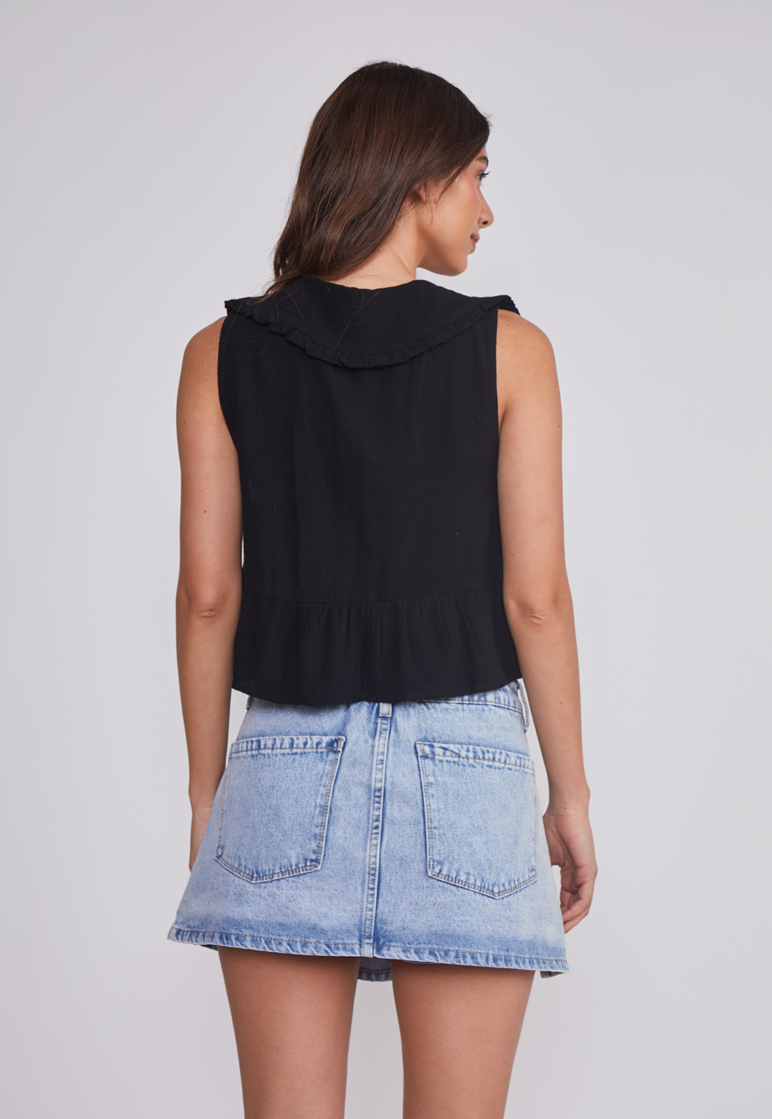 Blusa Mujer Lazos Cuello Negro Sioux 4
