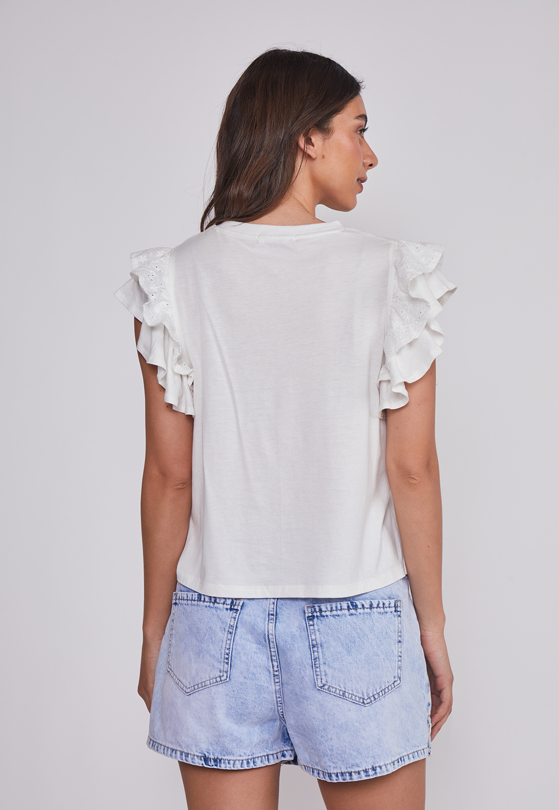 Polera Mujer Manga Broderie Crudo Sioux 4