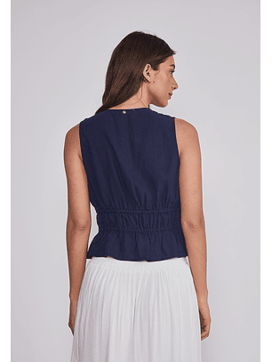 Blusa Mujer Lazos Tencel Azul Sioux