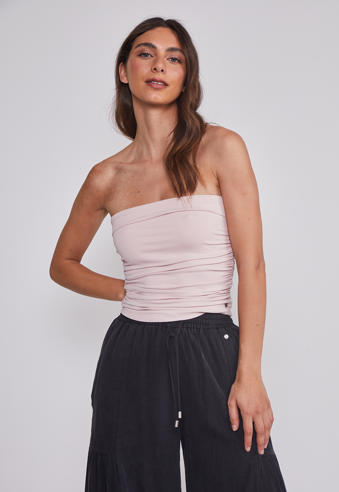 Peto Mujer Strapless Drapeado Rosado Sioux 1