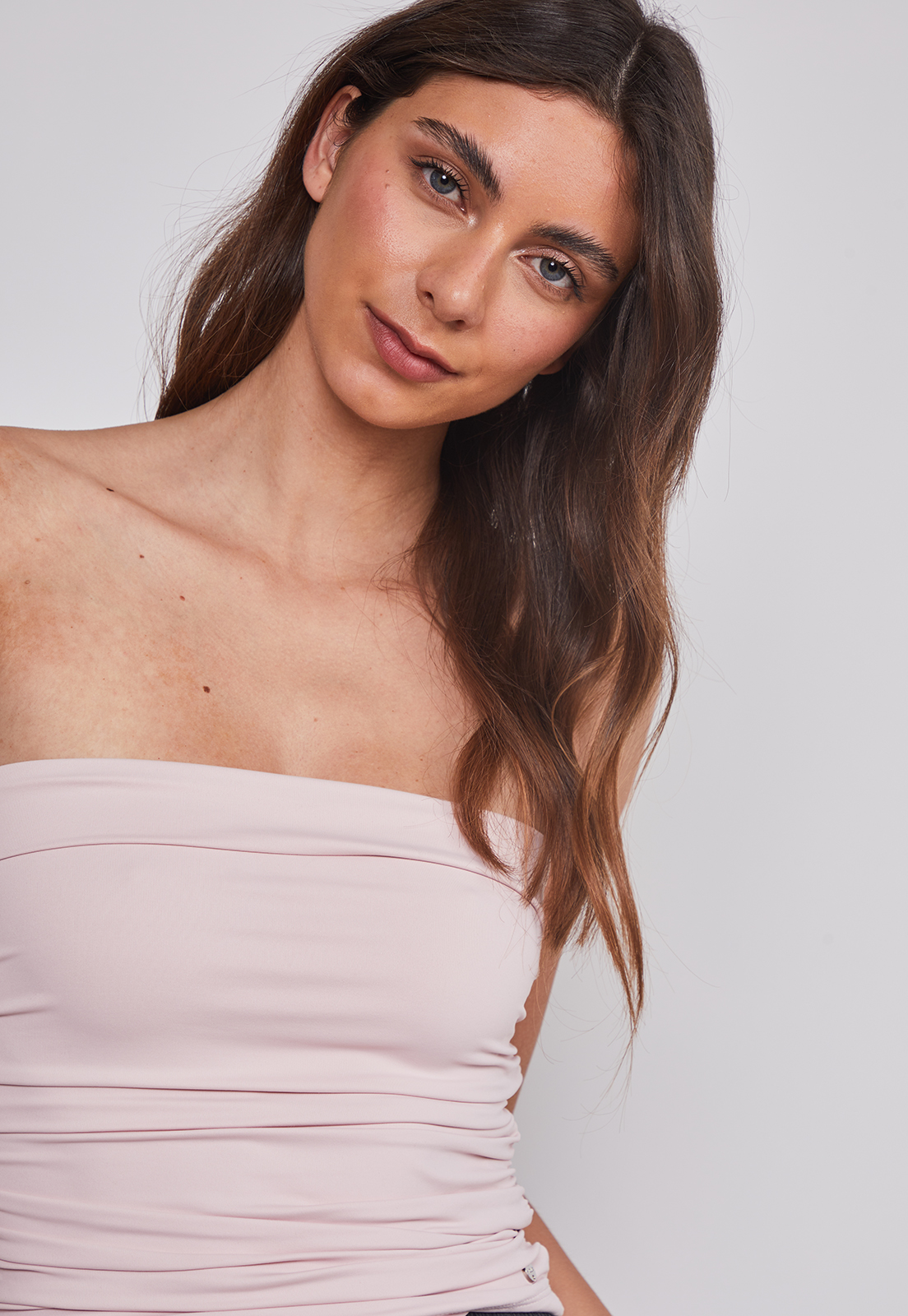 Peto Mujer Strapless Drapeado Rosado Sioux 3