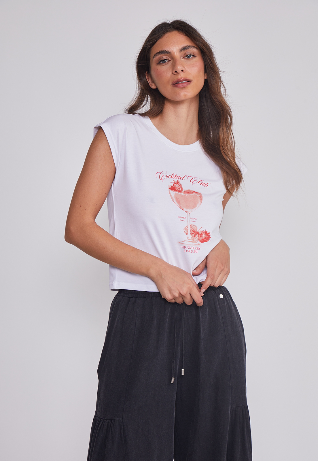 Polera Mujer Drinks Blanco Sioux 1